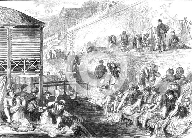 Washerwomen of the banlieue at the Quai de la Conference, Paris, 1871. Creator: Unknown.