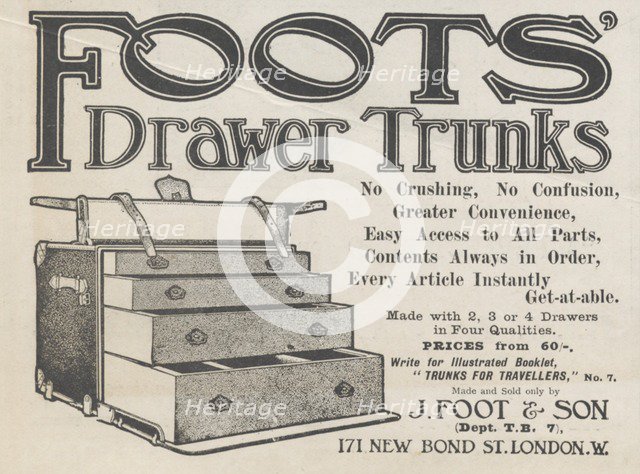 Foot & Son Luggage, 1906. Artist: Unknown