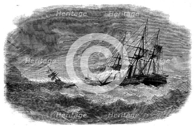 Lisbon Bar during a Gale of Wind, 1858. Creator: Smyth.