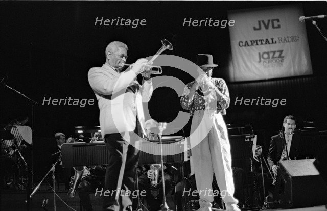 Dizzy Gillespie and Chuck Mangione, Royal Festival Hall, London, 1988.  Artist: Brian O'Connor.