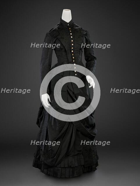 Dress (Bodice, Skirt; possibly for mourning), about 1885. Creator: Unknown.