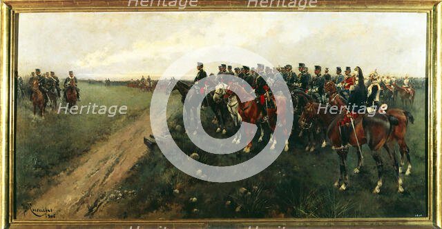 Parade in the Carabanchel maneuvering field before King Alfonso XIII, 1905. Creator: Cusachs i Cusachs, José. (1851-1908).