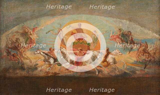 Le char d'Apollon - esquisse pour l'ancien hôtel de Ville, c.1851. Creator: Léon Cogniet.