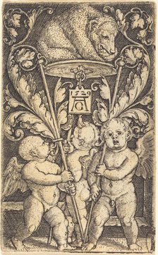 Three Cupids and a Bear, 1529. Creator: Heinrich Aldegrever.