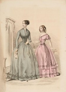 Fashion Plate - Journal des Demoiselles, 1857. Creator: Damours.