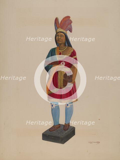 Cigar Store Indian, c. 1937. Creator: Chris Makrenos.