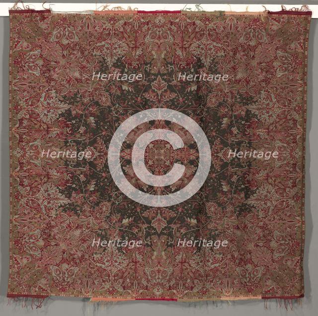 Square Shawl with Quarter Shawl Layout, 1840s. Creator: Unknown.