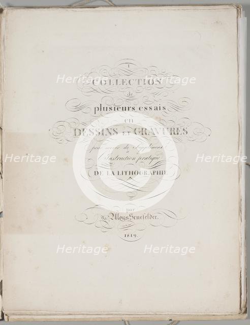 Art of the Lithograph: Title Page, Plate I, 1819. Creator: Alois Senefelder (German, 1771-1834).