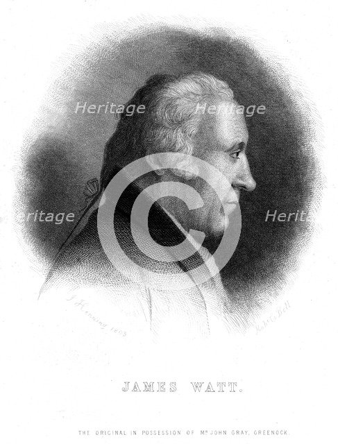 James Watt, Scottish engineer, 19th century. Artist: Robert G Bell