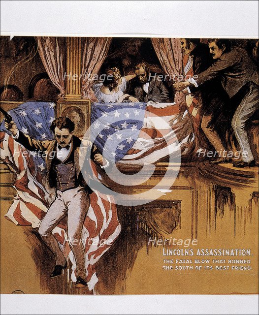 Assassination of President Lincoln by John Wilkes Booth' on April 14, 1864, engraving from 'Le Pe…