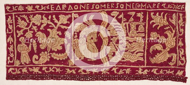 Embroidered Border: The Pharaoh Being Submerged in the Sea, 1500s-1600s. Creator: Unknown.