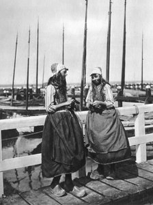 Two girls on the landing stage, Marken, Netherlands, c1934. Artist: Unknown