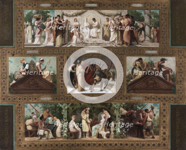 Esquisse pour la salle des mariages de la mairie du 13ème arrondissement : Vertus civiques., 1878. Creator: Gustave Boulanger.