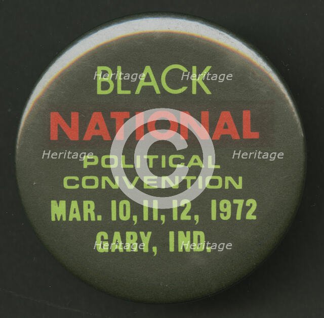 Pinback button for the Black National Political Convention, mid 20th century. Creator: Unknown.