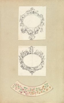 Designs for Two Mirrors and a Plate Rim, 1845-55. Creator: Alfred Crowquill.
