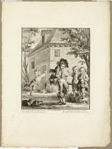 Leap Frog, from The Games of the Urchins of Paris, 1770. Creator: Jean Baptiste Tilliard.