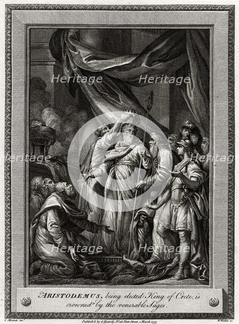 'Aristodemus, being elected King of Crete, is crowned by the venerable Sages', 1777. Artist: W Walker