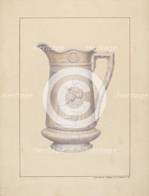 Bisque Water Pitcher, c. 1938. Creator: Ernest A Towers Jr.