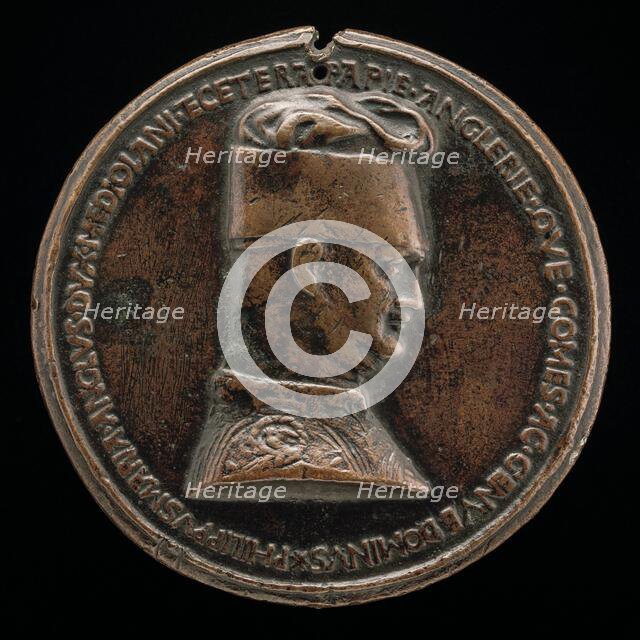 Filippo Maria Visconti, 1392-1447, Duke of Milan 1412 [obverse], c. 1441. Creator: Pisanello.