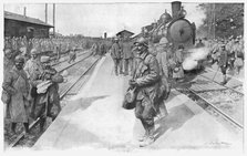 'Les trains de permissionnaires', 1916. Creator: L Sabattier.