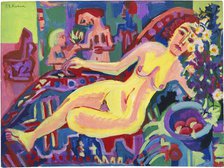 Nude on a Divan, 1924. Creator: Kirchner; Ernst Ludwig (1880-1938).