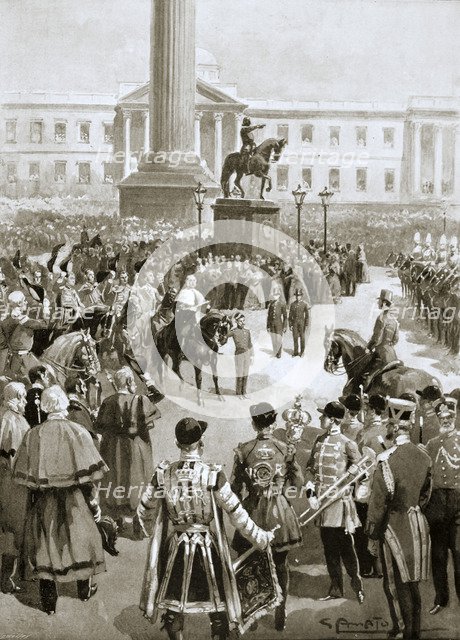 The proclamation of peace at Charing Cross, London, April 1856 (1901). Artist: G Amato