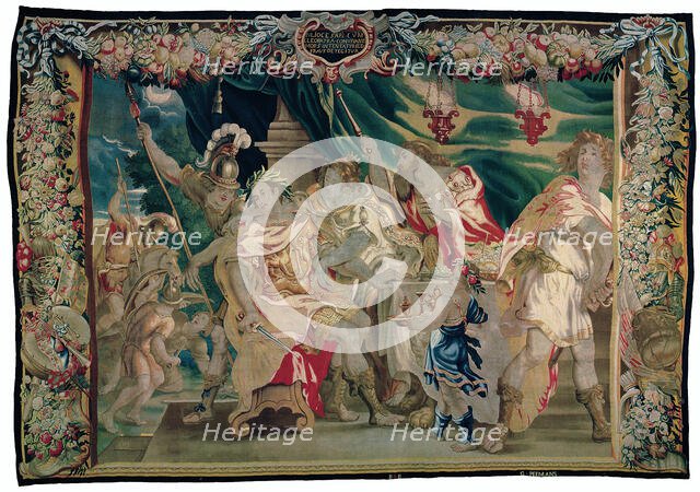 Discovery of the Plot to Kill Caesar and Cleopatra from The Story of Caesar and Cleopatra, c. 1680. Creator: Gerard Peemans.