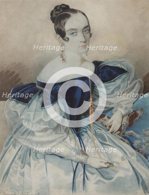 Portrait of a Lady with a Lorgnette, 1830s. Creator: Hampeln, Carl, von (1794-after 1880).