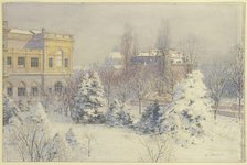 View from the south of the Städel Museum in winter, mid-19th century. Creator: Carl Nebel.