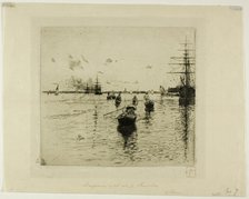 Lagune with Steamers and Gondolas, Venice, 1885. Creator: Robert Frederick Blum.