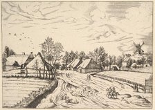 Country Village with Post Mill from Multifariarum casularum ruriumque lineamenta curios..., 1559-61. Creator: Johannes van Doetecum I.