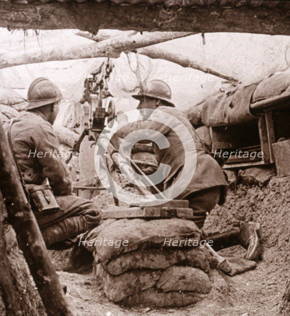 Camouflaged machine gun, c1914-c1918. Artist: Unknown.