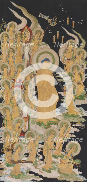 Buddha and Attendants, 17th-18th century. Creator: Unknown.