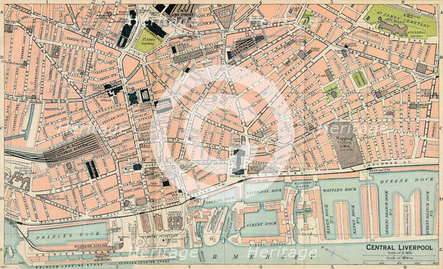 'Central Liverpool', c20th Century. Artist: John Bartholomew.