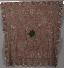 Squre Pieced Shawl with Vase Corners, 1867-1875. Creator: Unknown.