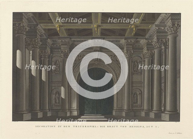 Stage design for the tragedy The Bride of Messina by Friedrich Schiller, 1824.