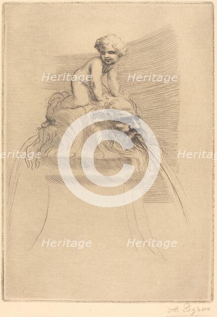 Small Fountain, Child Playing on the Grotesques (Petite fontaine, enfant qui joue surdes masques). Creator: Alphonse Legros.