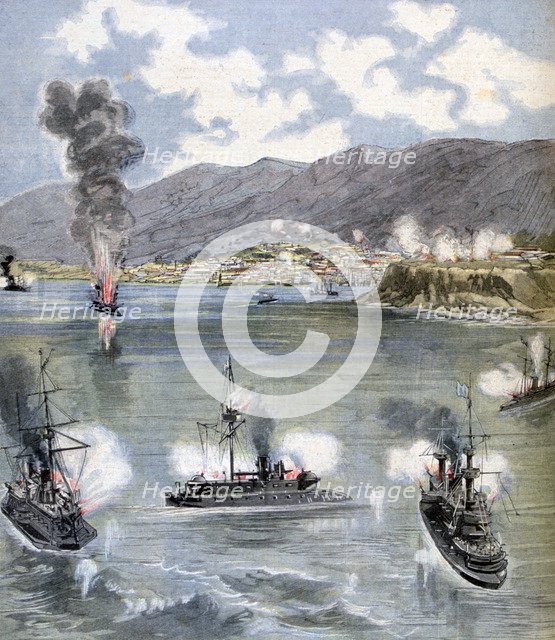 The attack on Valparaiso, the Chilean Revolution, 1891. Artist: Unknown