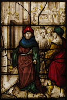 Glass Panel with Profanation of Jerusalem and the Sacred Rites of The Temple, German or South Nether Creator: Unknown.