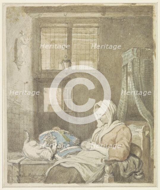 The sleeping lace worker, 1795-1873. Creator: Ignatius van Regemorter.