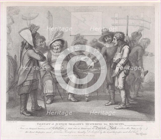 Falstaff at Justice Shallow's Mustering His Recruits (Shakespeare, Henry IV, Part ..., June 1, 1792. Creator: William Nelson Gardiner.