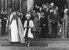 The Royal family attend a Christmas Day service at St George's Chapel, Windsor, 1974.  Creator: Unknown.