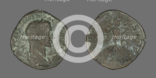 Sestertius (Coin) Portraying Emperor Severus Alexander, 266. Creator: Unknown.