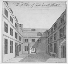 West view of courtyard in Blackwell Hall, City of London, 1750.                                      Artist: Anon