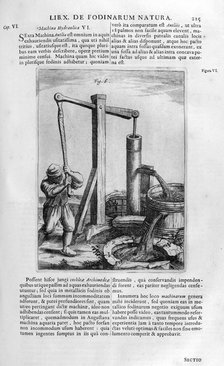 Hand hydraulic water pump, 1678. Artist: Athanasius Kircher