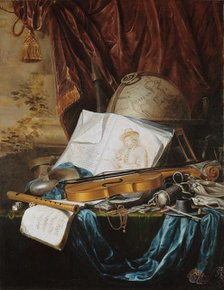 Still Life with musical instruments , 1650. Creator: Ring, Pieter de (1615-1660).