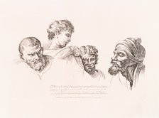 Four heads copied from the Raphael Cartoons at Hampton Court, (c1715-c1730?). Artist: William Hogarth