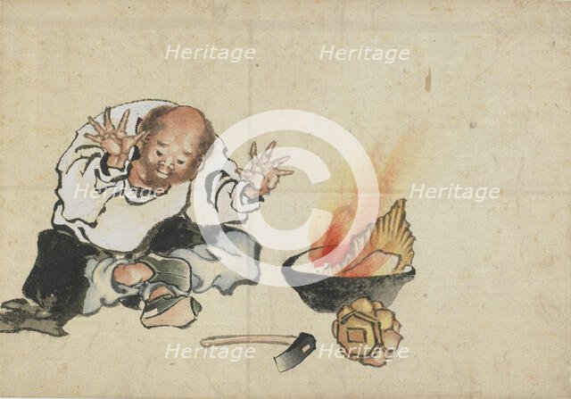 Burning a Buddhist Image, late 18th-early 19th century. Creator: Hokusai.