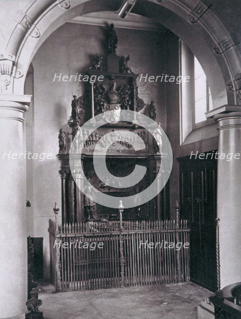 View of the tomb of Thomas Sutton, Charterhouse, Finsbury, London, 1880. Artist: Henry Dixon