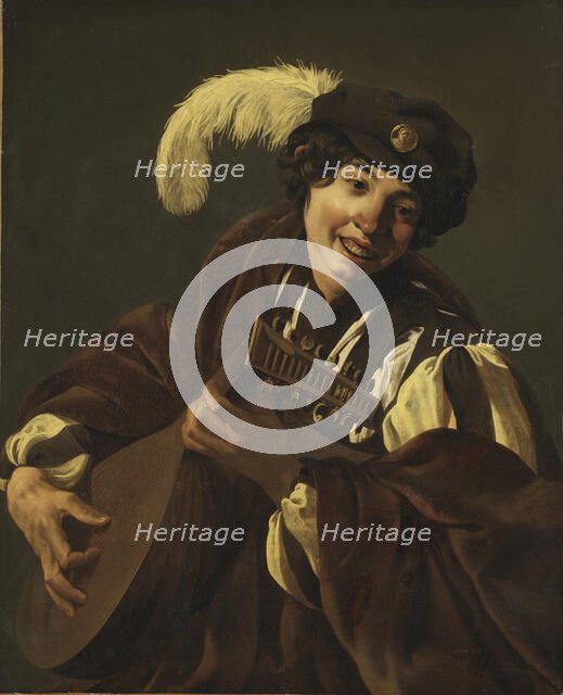 A Boy Playing the Lute ("Hearing", One of a Series of the Five Senses), 1620s. Creator: Hendrick ter Brugghen.